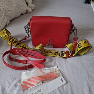 Red Crossbody Bag with Yellow Strap